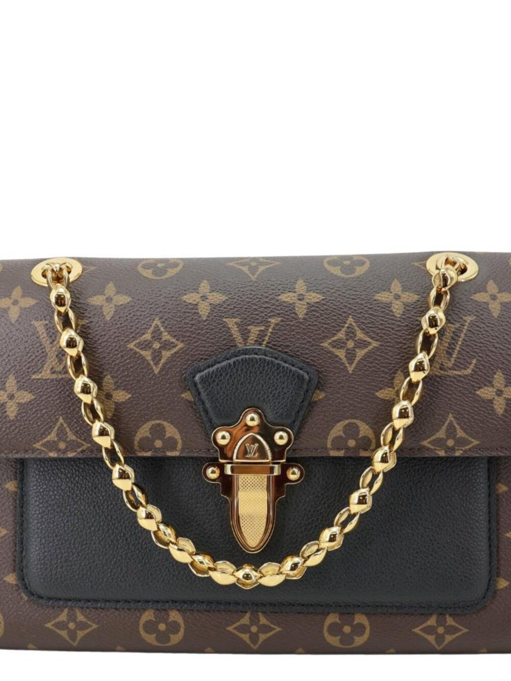 Louis Vuitton Victoire Monogram Canvas Chain Shoulder Bag Black